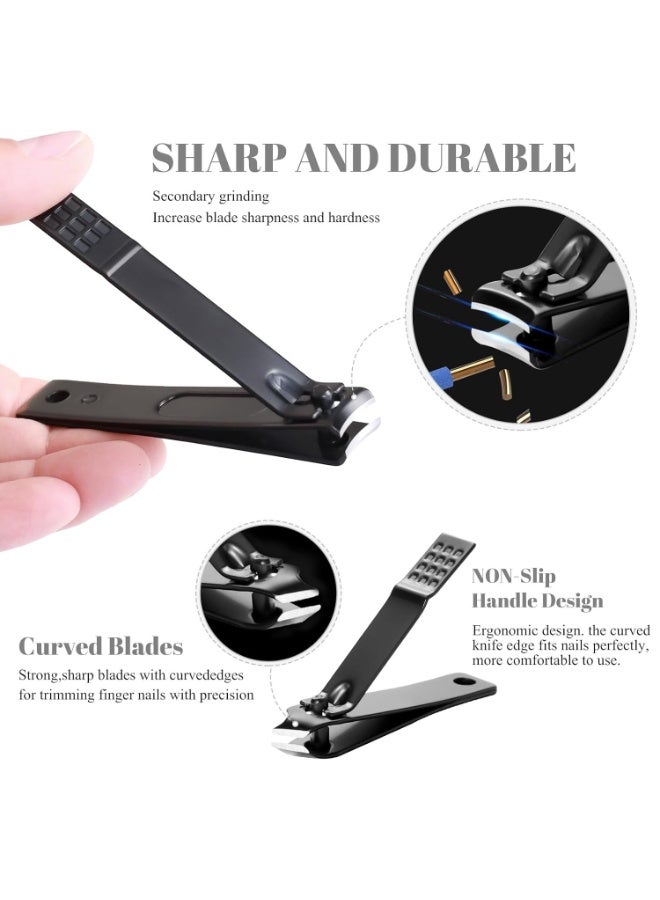 مجموعة مقص أظافر عالية الدقة من الفولاذ المقاوم للصدأ، تتضمن قصافة أظافر، طقم باديكير، مبرد أظافر، مقص أظافر حاد، طقم مانيكير لأظافر اليدين والقدمين مع حقيبة أنيقة محمولة (أسود). - Image 5